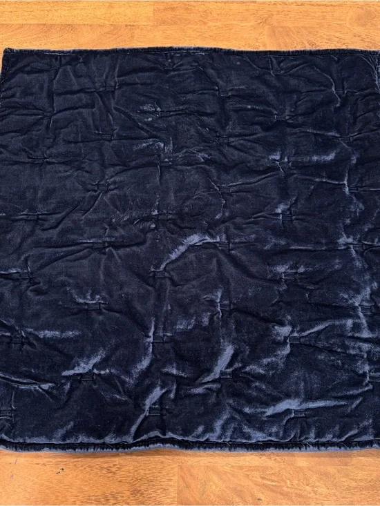 West Elm Lush Velvet Tack Stitch Euro Sham Blue Quilted Pillow Cover Bedding