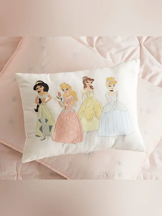 pottery barn kids embroidered disney princesses accent pillow