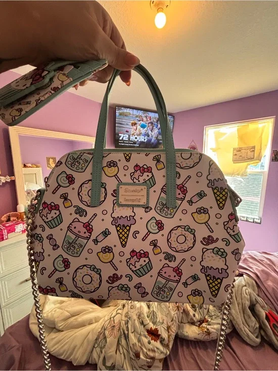 Loungefly Pastel Dessert Print Dome Satchel Bag - Pink, Mint
