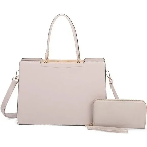 Women's Beige Fashion Top Handle 2-IN-1 Satchel Handbag