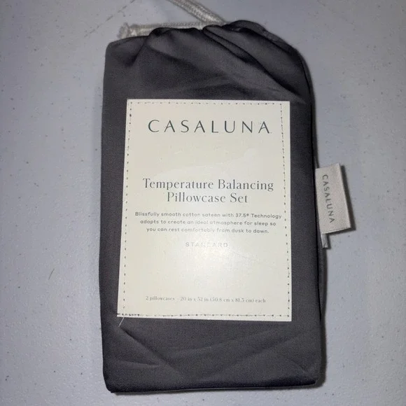 Casaluna Standard Size 300 TC Temperature Balancing Pillowcase Set - Metal Gray