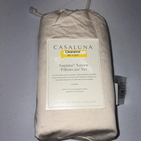 Casaluna Supima Sateen  King Size Pillowcase Set Natural
