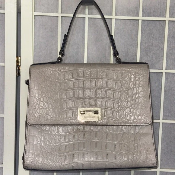 Kate Spade Orchard Valley Doris Soft Taupe Large Satchel Shoulder Bag FAIR CONDI