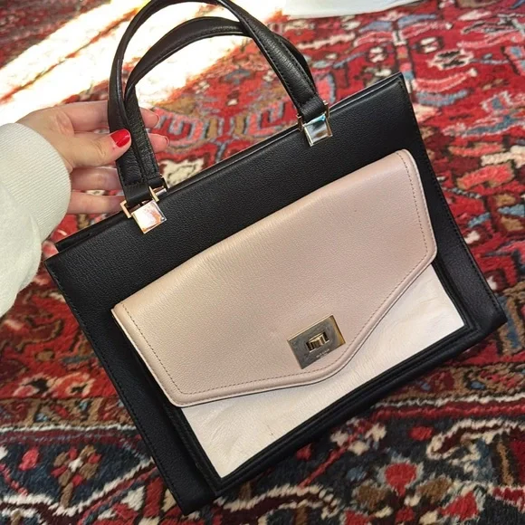 Kate Spade Chantelle Walter Place Satchel Purse Neutrals Black Pink White‎