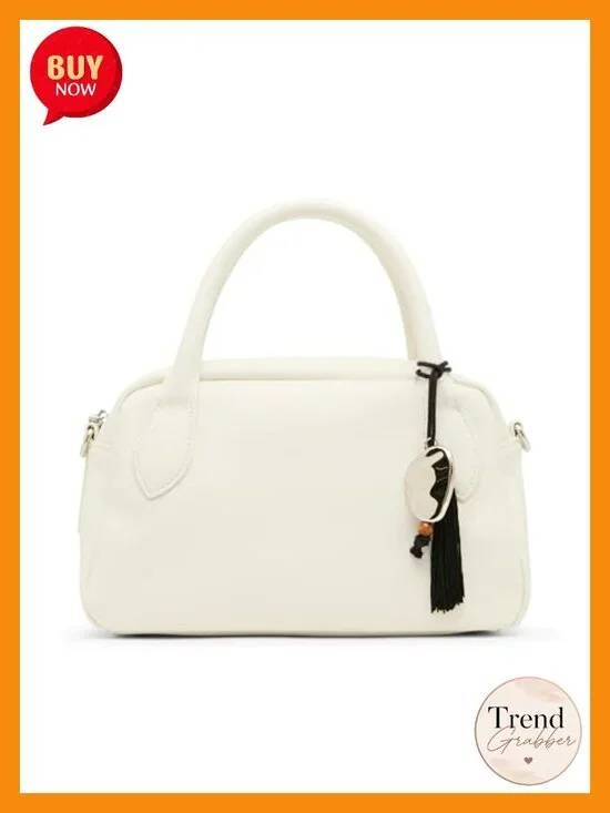 Faux Leather Satchel with Crossbody Strap, Zipper Closure, Top Handle