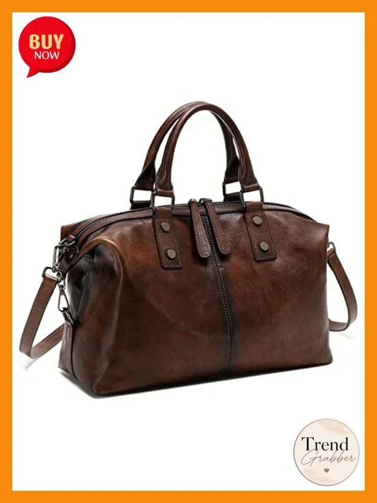 Genuine Leather Vintage Satchel Tote Crossbody Bag