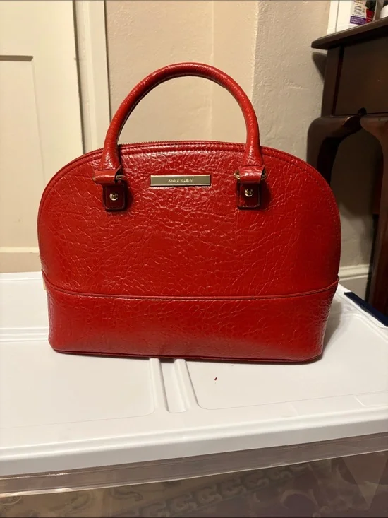 NWOT Anne Klein New Recruits  Red Dome Satchel Handbag