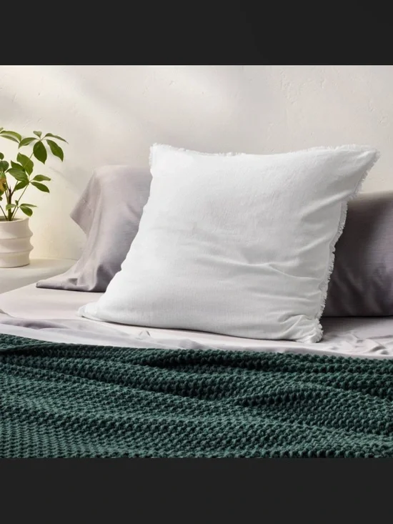 Casaluna Euro Heavyweight Linen Blend Throw Pillow White
