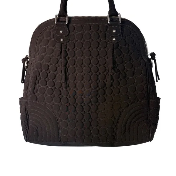 Vera Bradley Large‎ Quilted Black Microfiber Satchel Carryall Purse