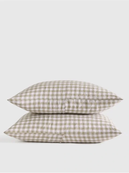 Willowleaf Gingham Linen King Sham Set - Retail $50