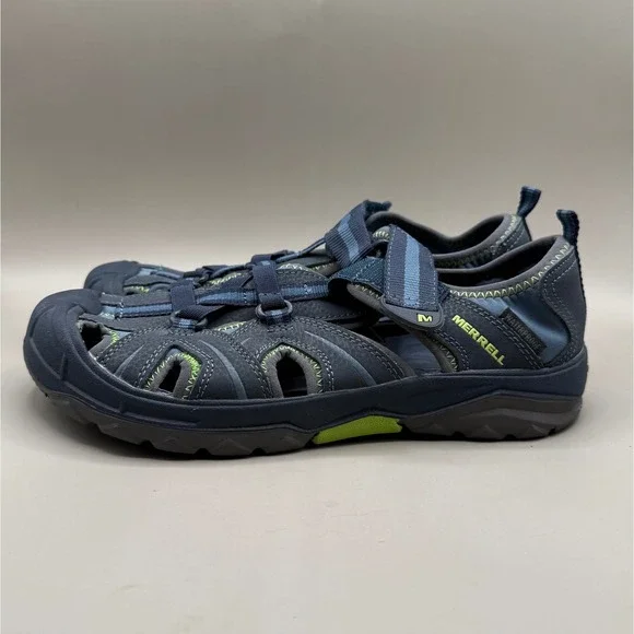 Merrell Hydro Hiker Sandal Mens 6 Leather Waterproof Sport Sandals Blue MY53375
