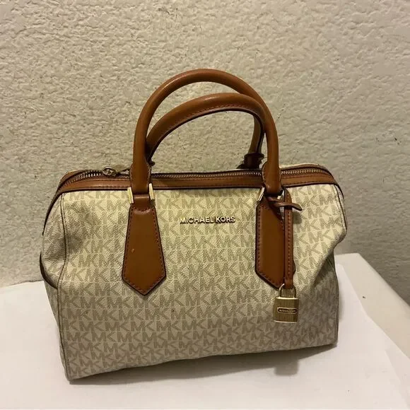 Michael Kors Tan and Brown Signature Satchel