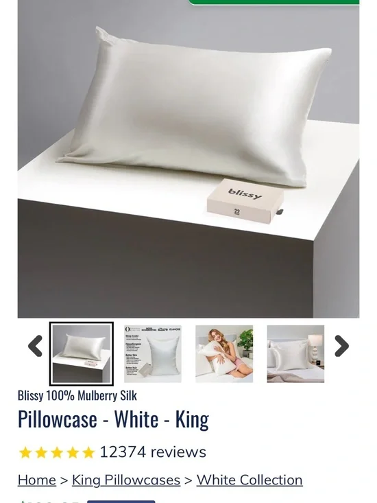 NEVER USED: Blissy Silk Pillowcase in White