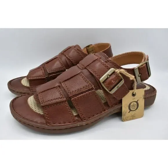 Born‎ Mens Size 12 Miguel Full Grain Leather Dark Tan Bourban Sandals Shoes