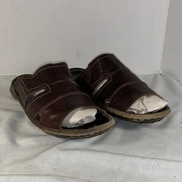 Josef Seibel Men's ‘Logan 21’ Dark Brown Leather Slide Sandals