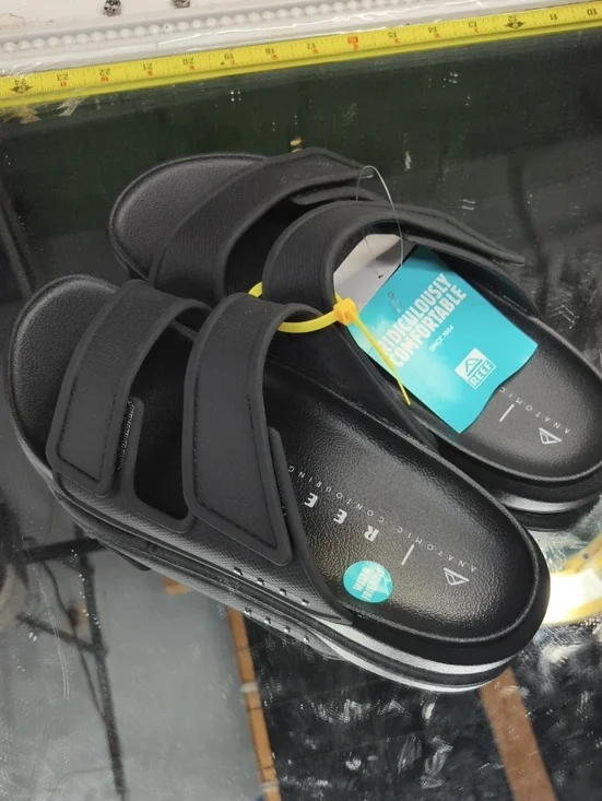 Men's 10 Oasis Adapt Black Adjustable Slide Sandals - Comfortable Everyday MINT