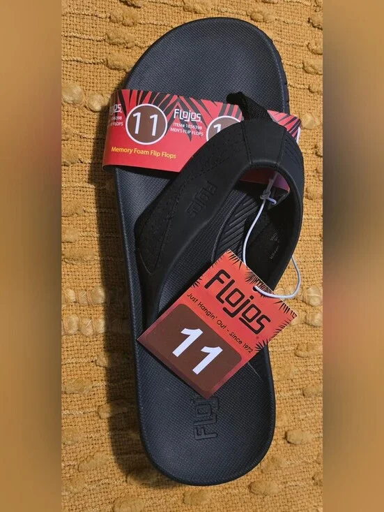 Flojos Men’s Black Memory Foam Flip Flops