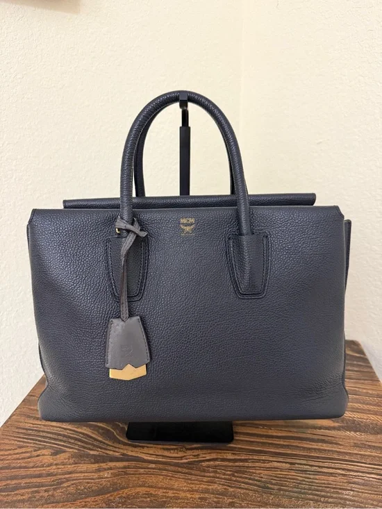 MCM Millie Medium Satchel – Phantom Gray Pebbled Leather | COA Included