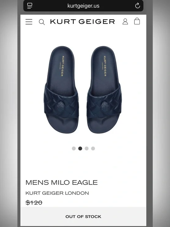 Kurt Geiger Milo Eagle Black Quilted Slide Sandals with Eagle
