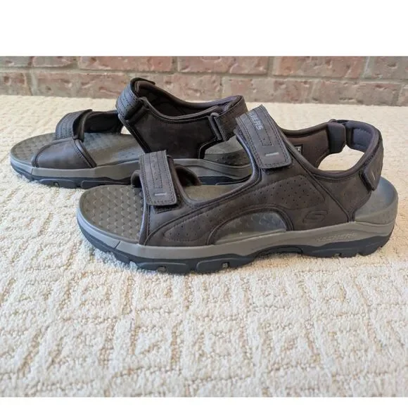 Skechers Sandals Mens Size 14 Brown Chocolate Relaxed Fit Tresmen Garo Sport
