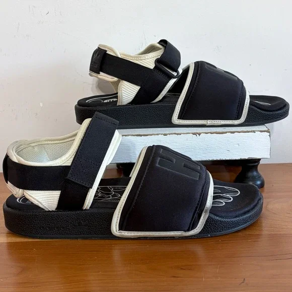 Adidas Pharrell Williams Hu Adilette 2.0 Sandals Black Cream FV7274 Mens 8