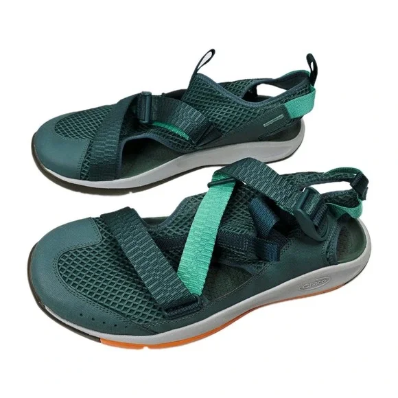 Chaco Sport Sandals Men 11 Water‎ Hiking Aqua Shoes Teal Orange
