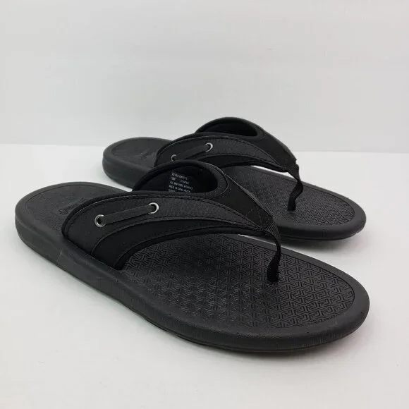 NEW KS Island Mens Size 10W Black Slip On Casual Thong Flip Flop Sandals 13173
