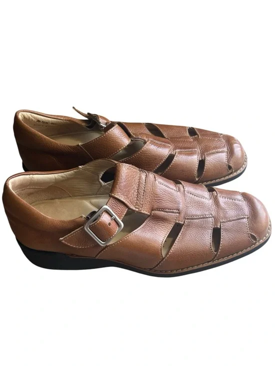 JOHNSTON & MURPHY Tan Leather Fisherman Sandals with Buckle Size 9.5