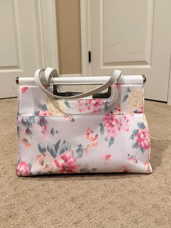 Lauren Conrad Floral Print White Top-Handle Women’s Handbag