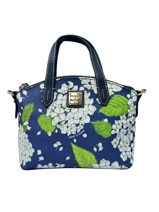 Dooney & Bourke Navy Blue Floral Small Domed Satchel with White Hydrangeas