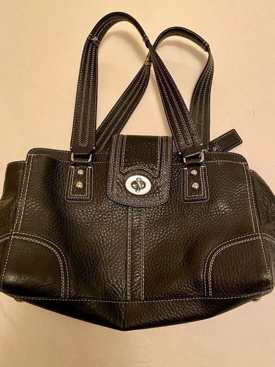 Coach Hampton F13961 Pebbled Leather Satchel Handbag