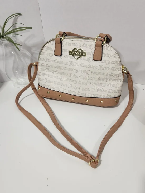 Juicy Couture Cream & Tan Dome Satchel Crossbody