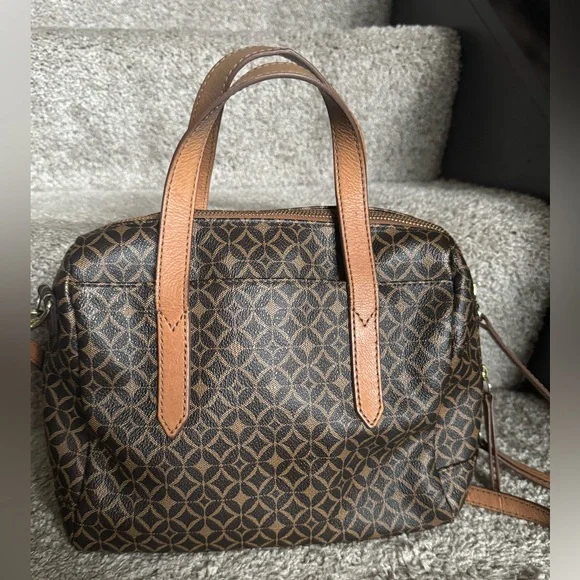Fossil Sydney Brown Geo Pattern Canvas Coated Purse