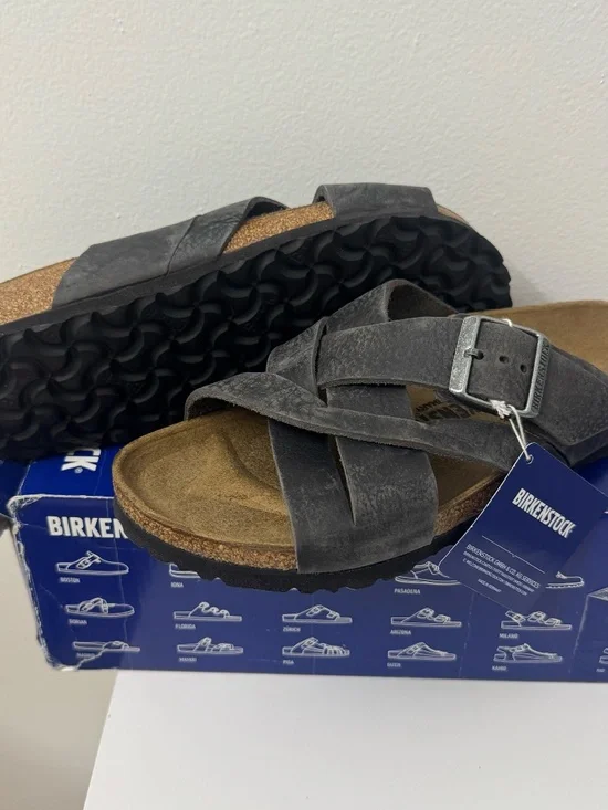NEW Birkenstock Lugano Camberra Iron Leather Sandals EU 41 Narrow Unisex