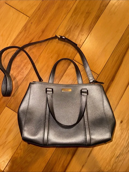 kate spade Black Saffiano Leather Satchel with Crossbody Strap