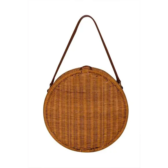 Serpui - Beige Wicker Round Handbag