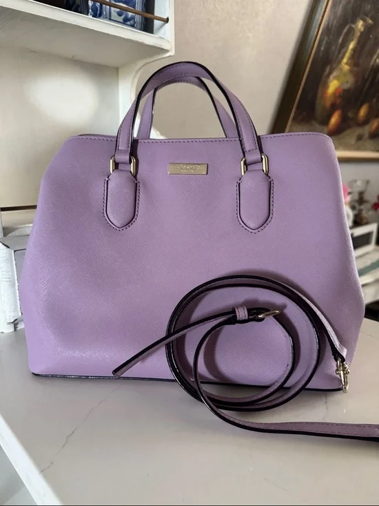 kate spade Lavender Purple Crossgrain Leather Laurel Way Leighann Satchel Bag