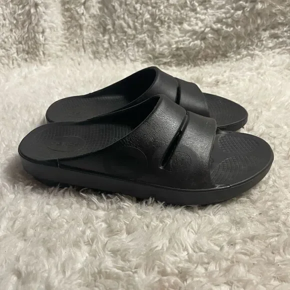 OOFOS OOahh Recovery Slides Sport Flex Black Sandals M SZ9 W SZ11