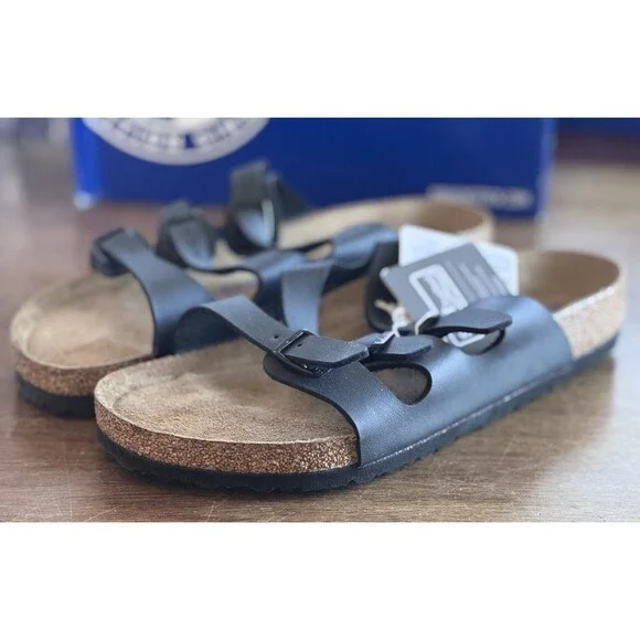 Men’s Size 10 Birkenstock Florida Soft Footbed Black Sandals 0053011