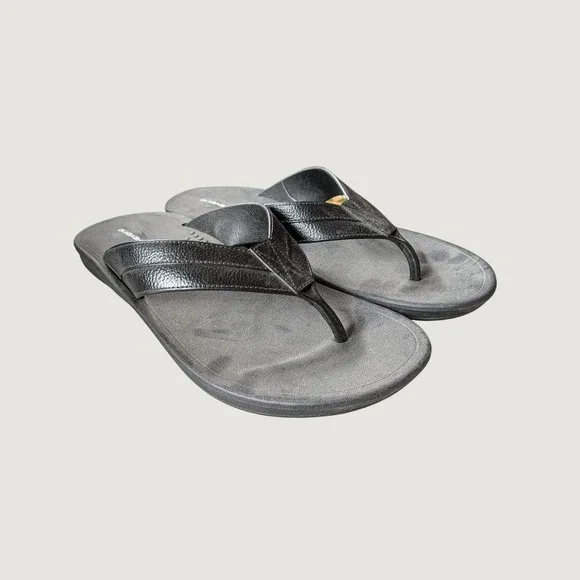 Okabashi Shoreline Mens Black Flip Flop Sandals Comfort Arch Support Size 13 USA