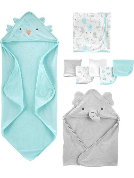 Adorable Baby Girls' 8-Piece Towel & Washcloth Set - Soft, Absorbent, Perfect