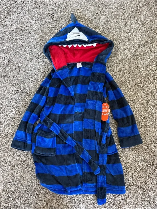 wonder nation Red and Blue Plush Hooded Kids Robe NWT Sz 8