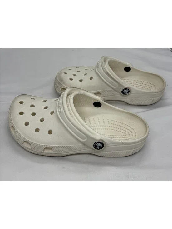 Crocs Classic Clog Men's White Slip-On Sandal w/ Heel Strap US men 5 women 7