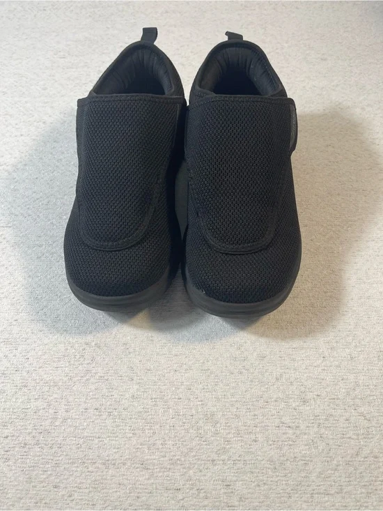 FitVille Easy Top Wings V2 Black Slip-On Diabetic Men's Shoes Size 9.5 SKU#0290