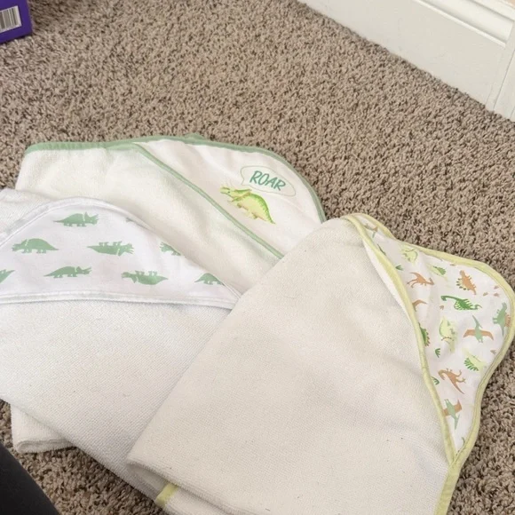 Set of three Dinosaur Baby Hooded Towels