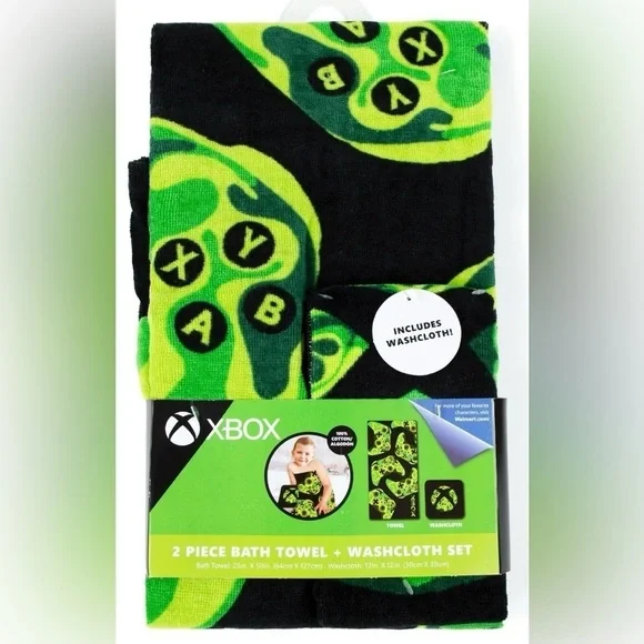 XBox Kids Cotton 2 Piece Towel and Washcloth Set