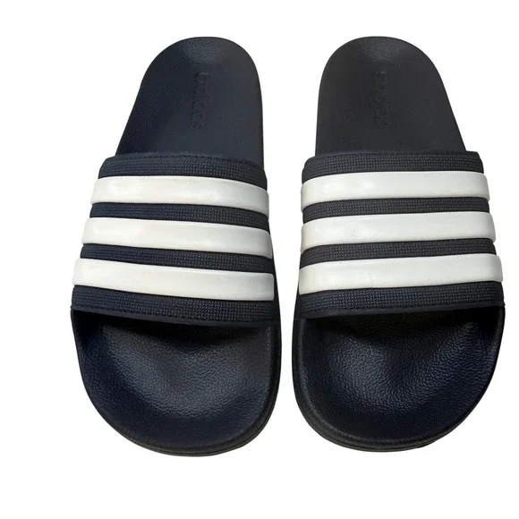 Adidas Adilette Shower Mens Slides Navy Blue White Stripe Sandals AQ1703 Size 8
