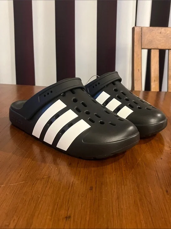 Adidas Adilette Clog 2.0 Shoes JQ8058 new black white Mens Size 9 / Women’s 10