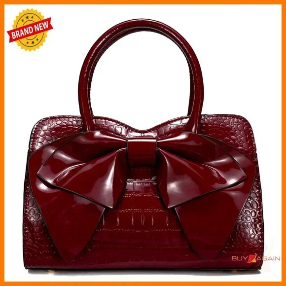 Large PU Leather Satchel Tote with Removable Strap, 5 Pockets