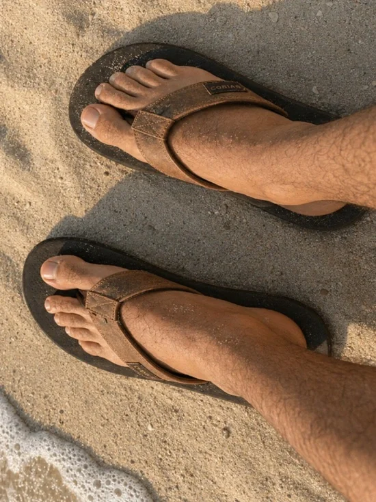 Cobian Black and Brown Flip-Flops with Durable Design